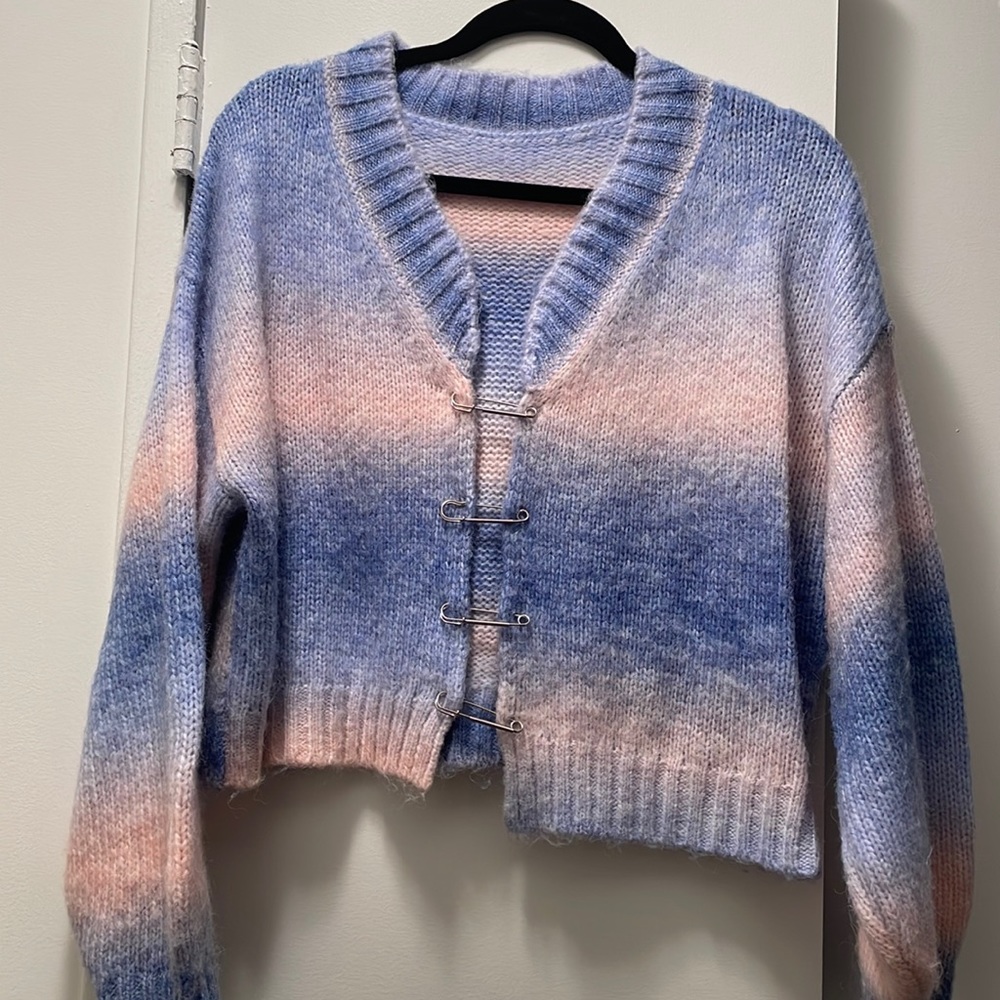 Tie dye open front sweater